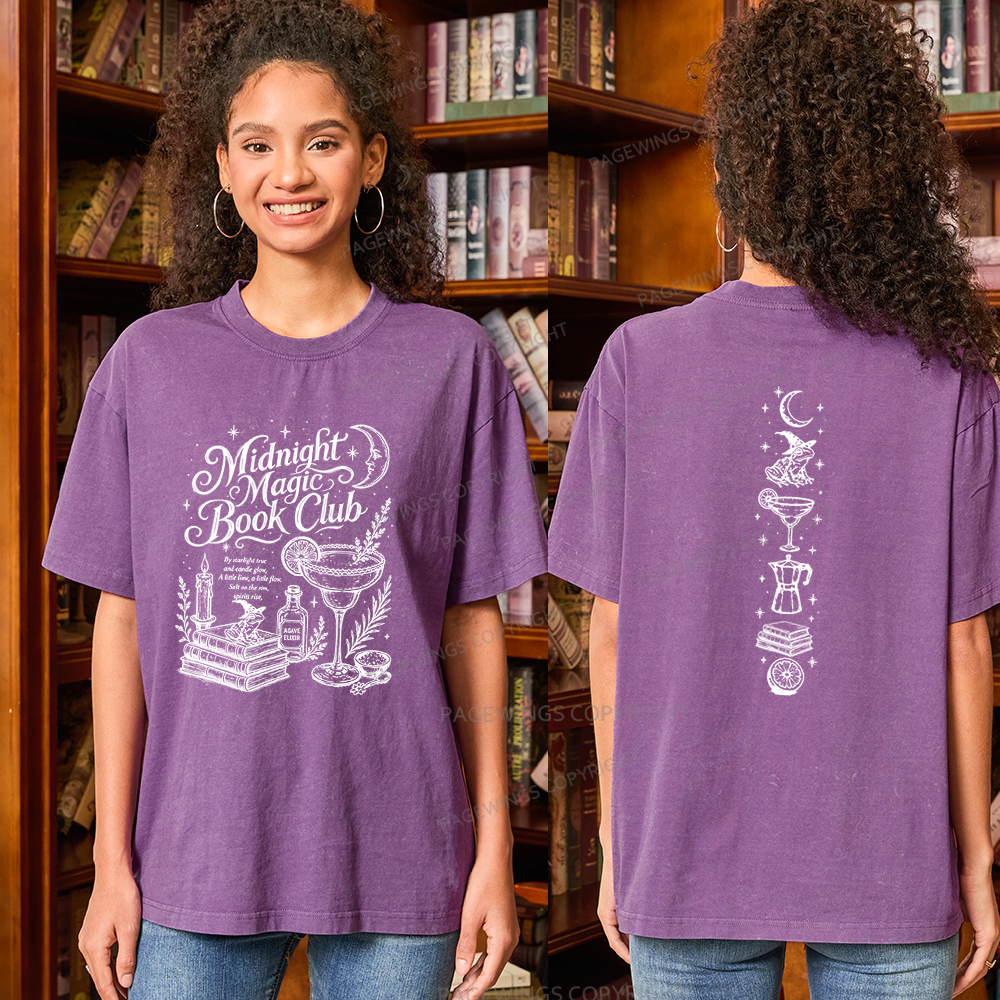 Pagewings Midnight Magic Book Club Unisex Washed T-shirt
