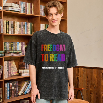 Pagewings Freedom to Read Unisex Washed T-shirt