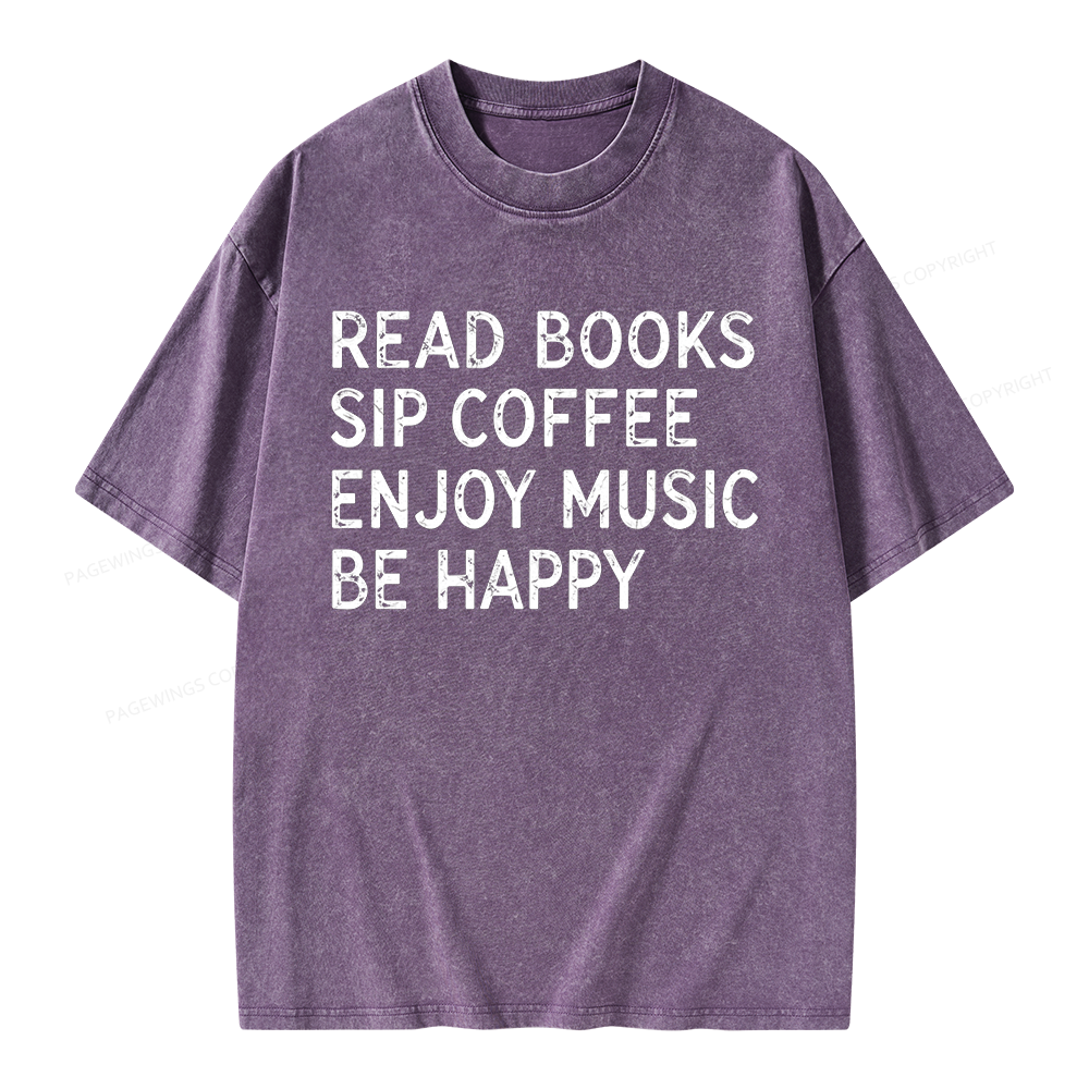 Pagewings Read Books Sip Coffee Unisex Washed T-shirt