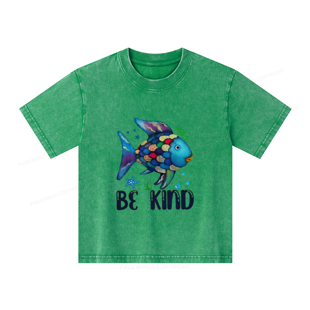 Pagewings Be Kind Book Unisex Kids Washed T-shirt