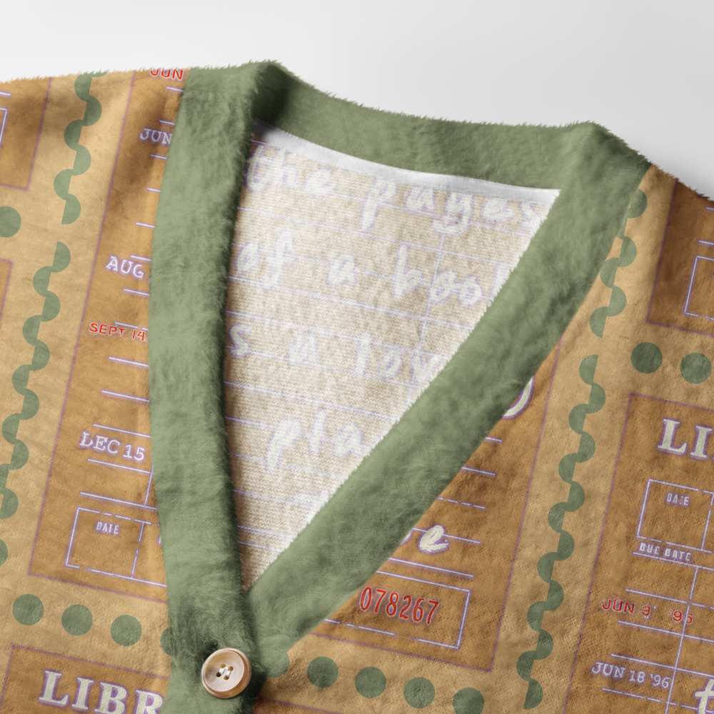 Pagewings Library Card Light Knit Unisex Cardigan Sweaters