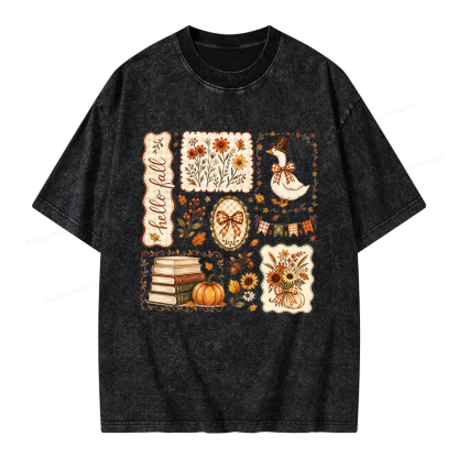 Pagewings Hello Fall Goose Unisex Washed T-shirt