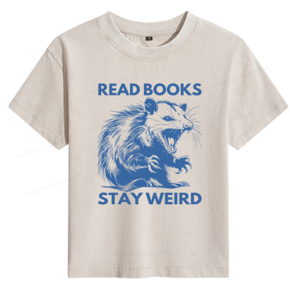 Pagewings Read Books Stay Weird Women's Washed T-shirt