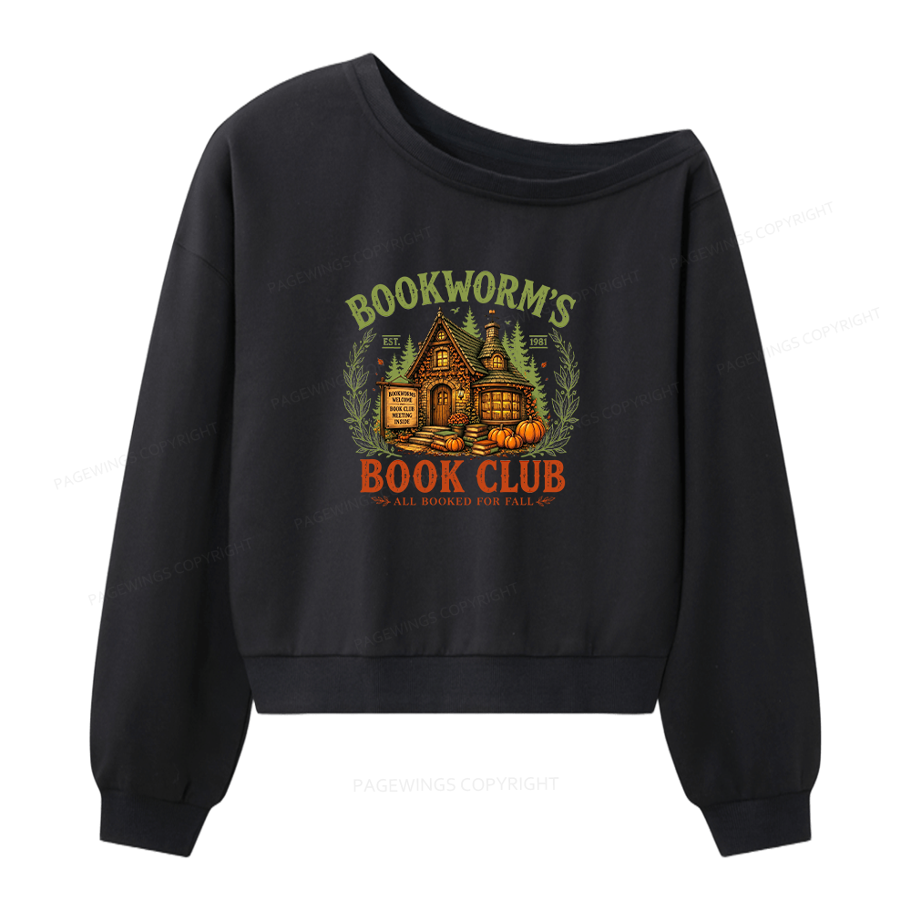 Pagewings Bookworm's Book Club Women Off Shoulder Sweatshirt
