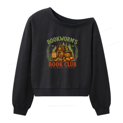 Pagewings Bookworm's Book Club Women Off Shoulder Sweatshirt