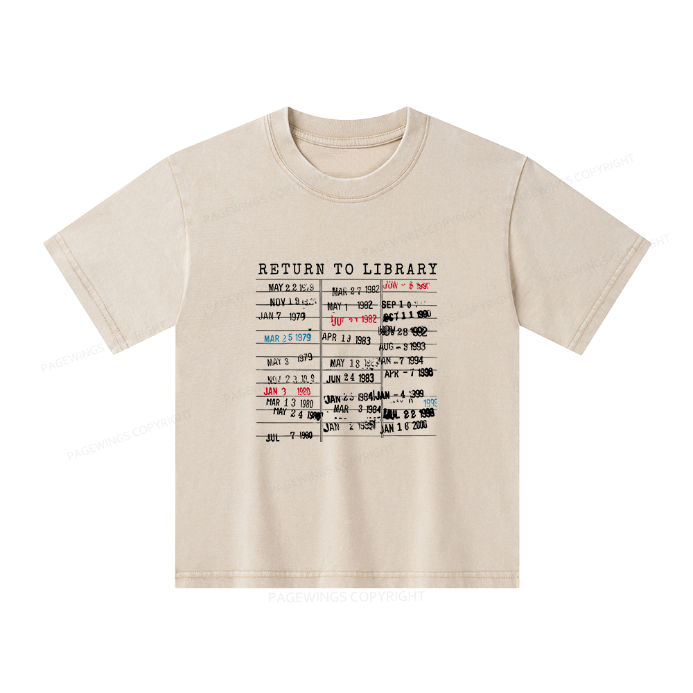 Pagewings Return To Library Unisex Kids Washed T-shirt