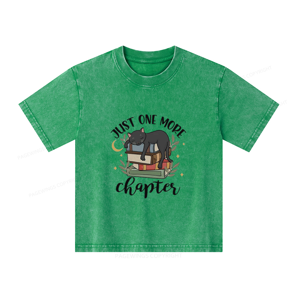 Pagewings Just One More Chapter Adorable Cat Unisex Kids Washed T-shirt