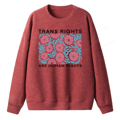 Pagewings Trans Rights Are Human Rights Unisex Knit Sweatshirt