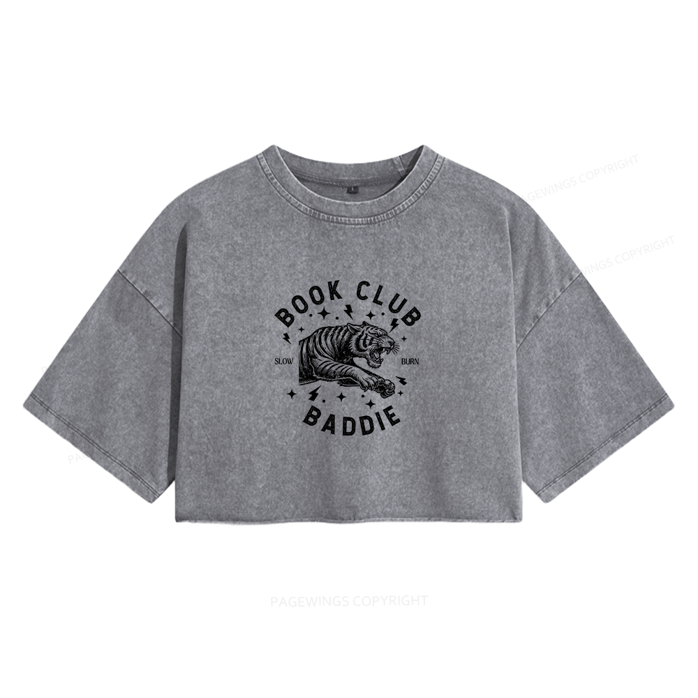 Pagewings Book Club Women's Washed Cropped T-shirt