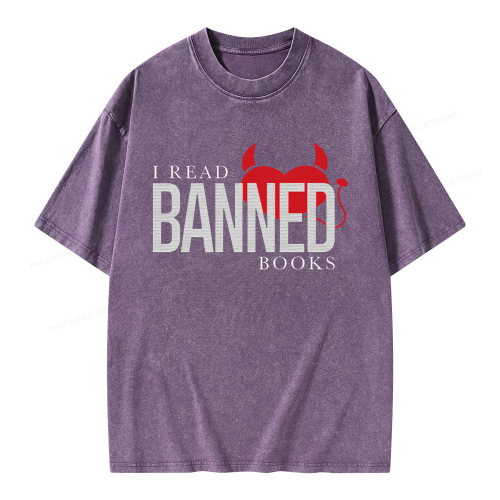 Pagewings I Read Banned Books Unisex Washed T-shirt