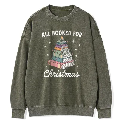 Pagewings All Booked For Christmas Unisex Washed Sweatshirt
