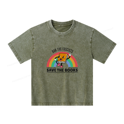 Pagewings Ban The Fascists Save The Books Shirt Unisex Kids Washed T-shirt