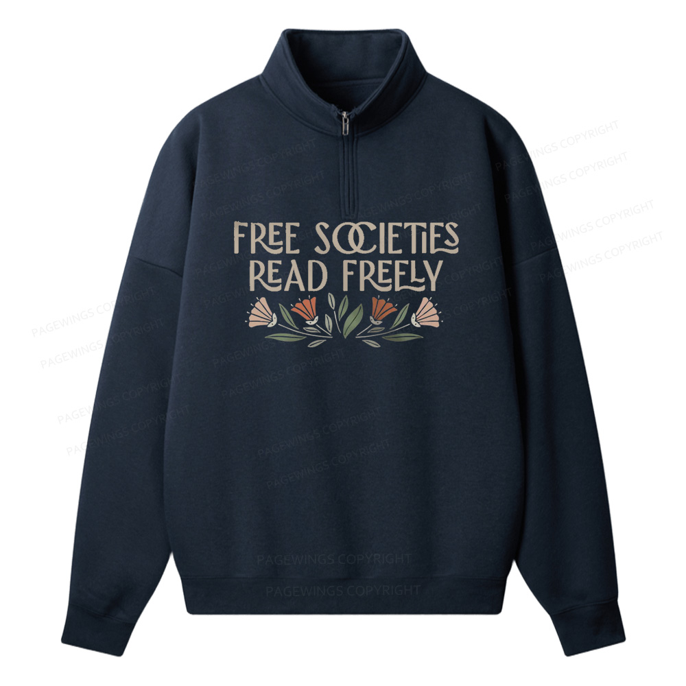 Pagewings Read Freely Unisex Half Zip Fleece Sweatshirt 