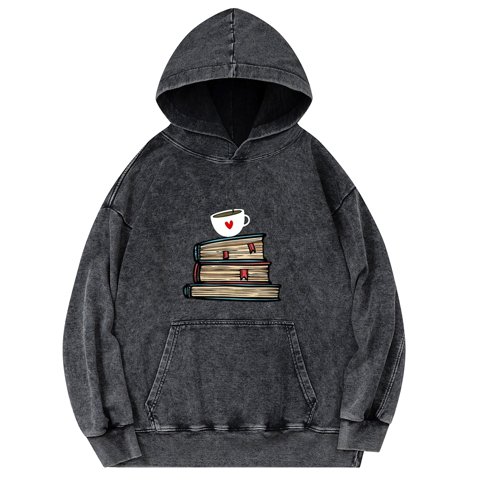Pagewings Tea Cup Book Lovers Unisex Washed Hoodie