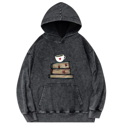 Pagewings Tea Cup Book Lovers Unisex Washed Hoodie