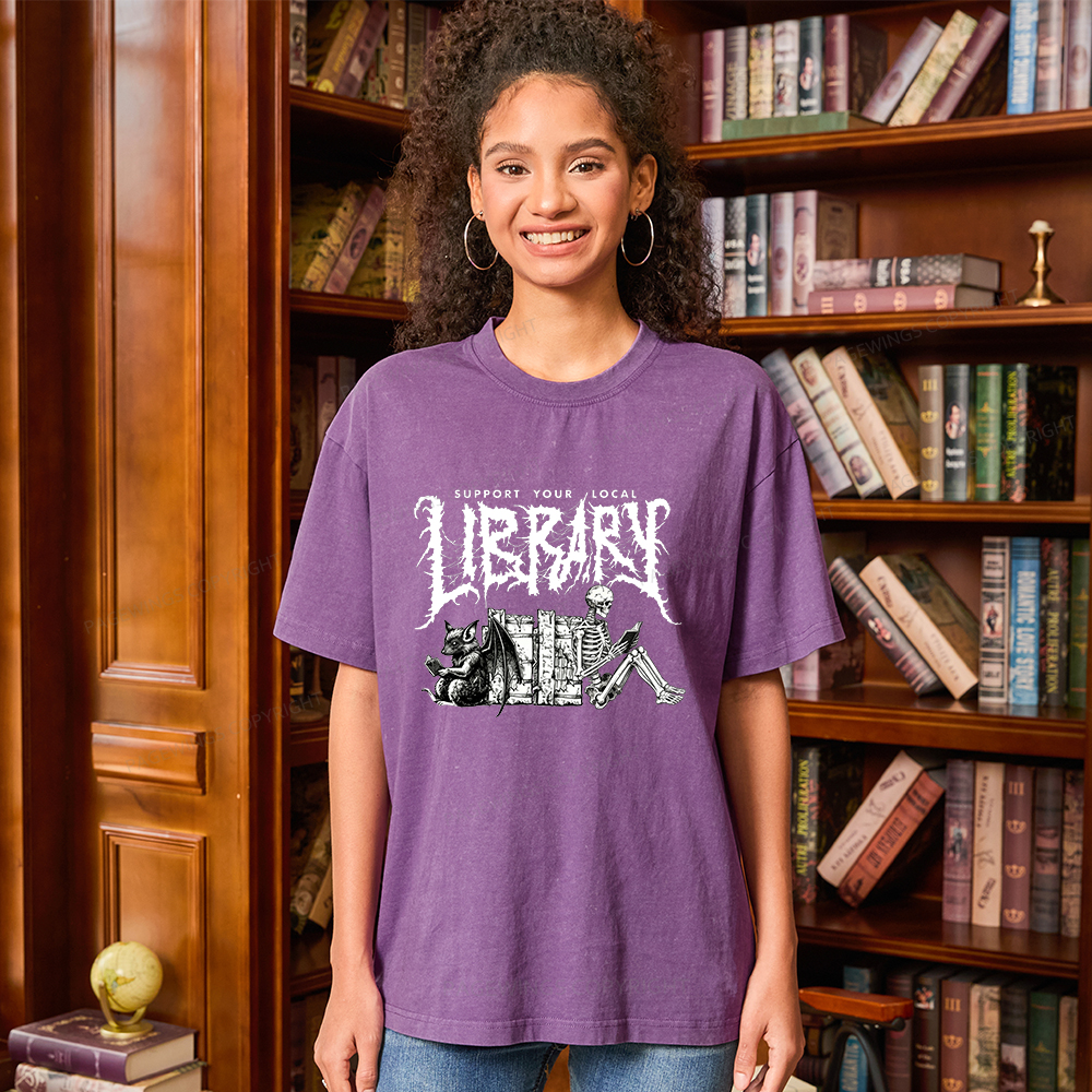 Pagewings Support Your Local Library Unisex Washed T-shirt