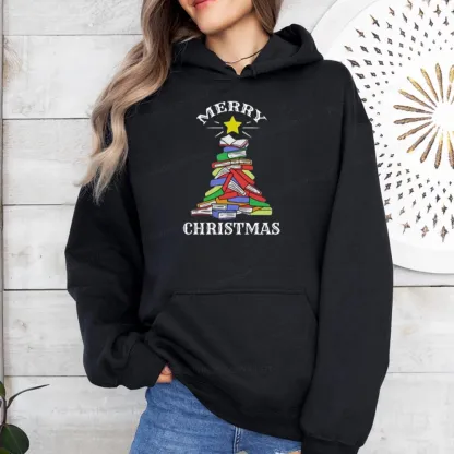 Pagewings Merry Christmas Book Tree Unisex Classic Hoodie