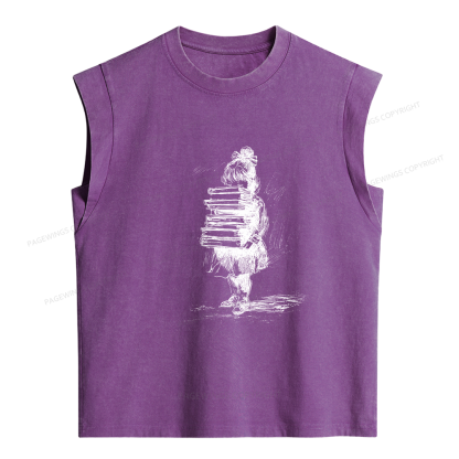 Pagewings Little Book Lover Women's Washed Tank Top