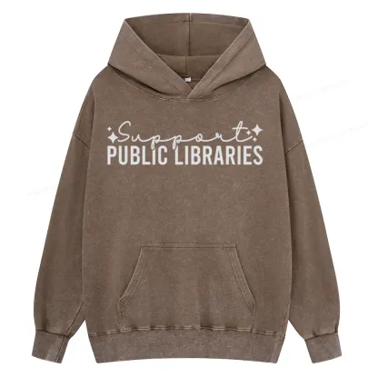 Pagewings Public Libraries Unisex Washed Hoodie