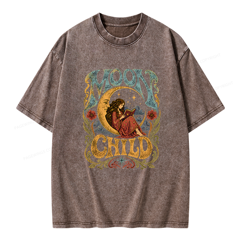 Pagewings Moon Child Unisex Washed T-shirt