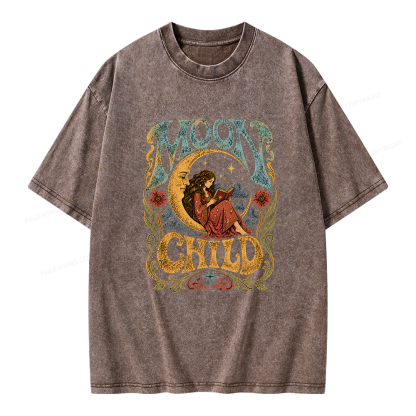 Pagewings Moon Child Unisex Washed T-shirt