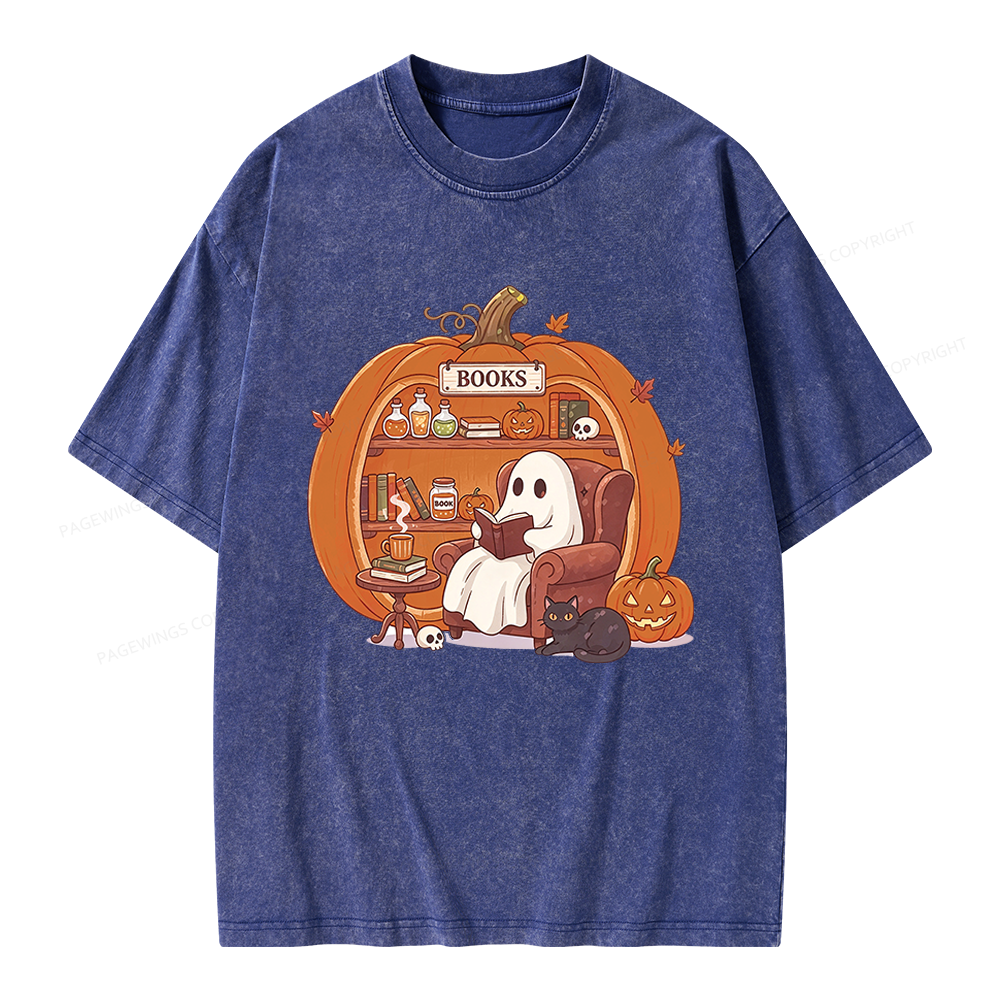 Pagewings Reading Ghost Unisex Washed T-shirt