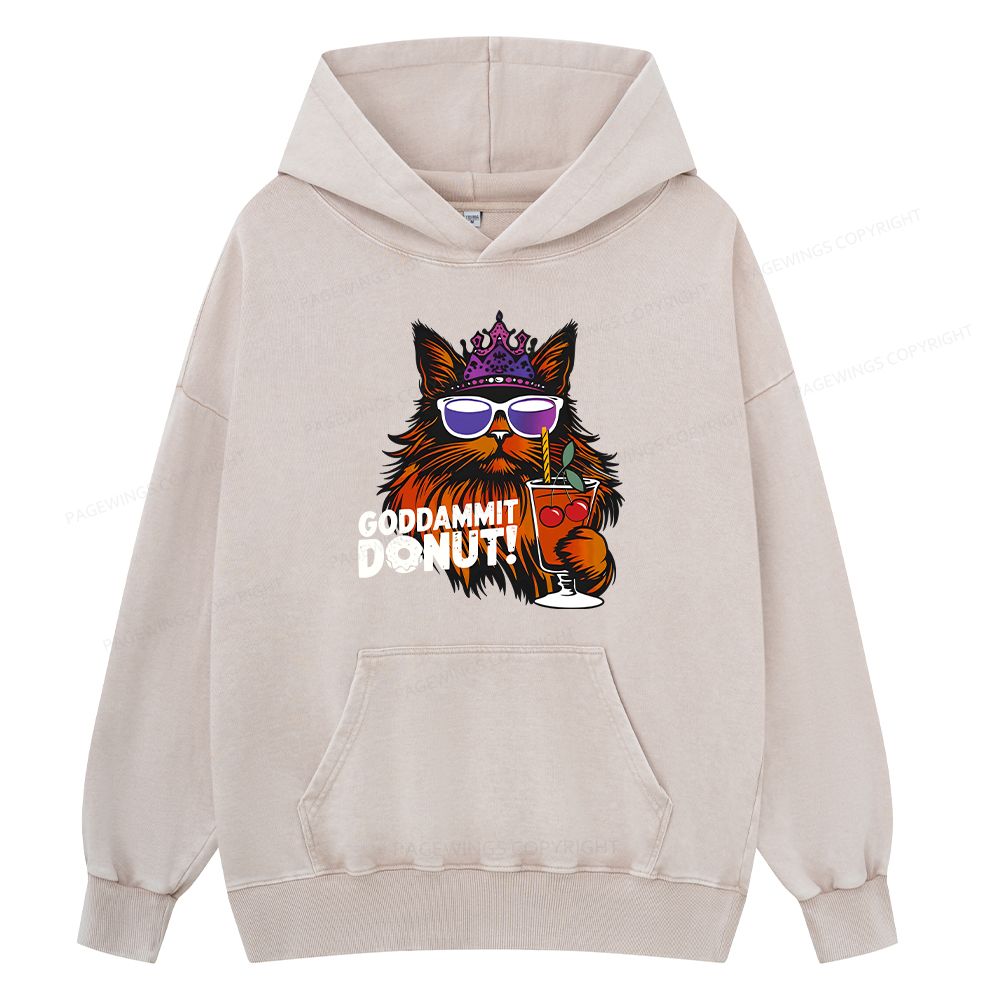 Pagewings Goddammit Donut Unisex Washed Hoodie