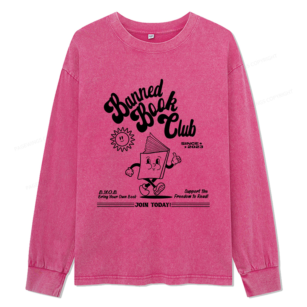 Pagewings Read Banned Books Unisex Washed Long Sleeve T-shirt