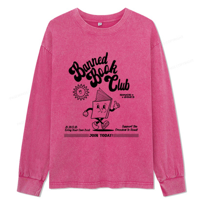 Pagewings Read Banned Books Unisex Washed Long Sleeve T-shirt