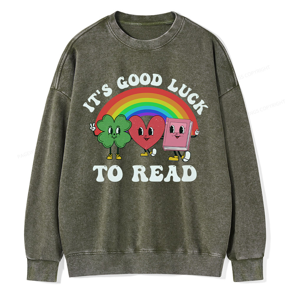 Pagewings St. Patrick's Day Librarian Unisex Washed Sweatshirt