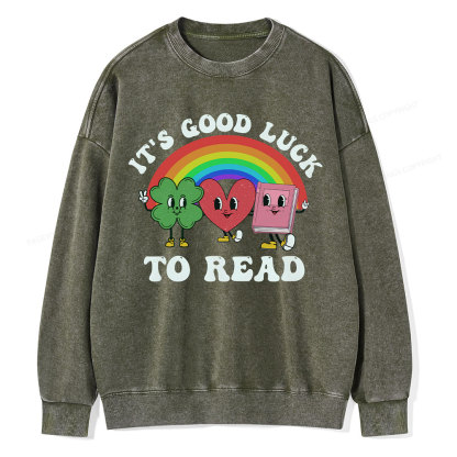 Pagewings St. Patrick's Day Librarian Unisex Washed Sweatshirt