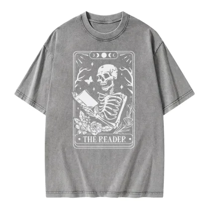 Pagewings The Reader Tarot Card Unisex Washed T-shirt