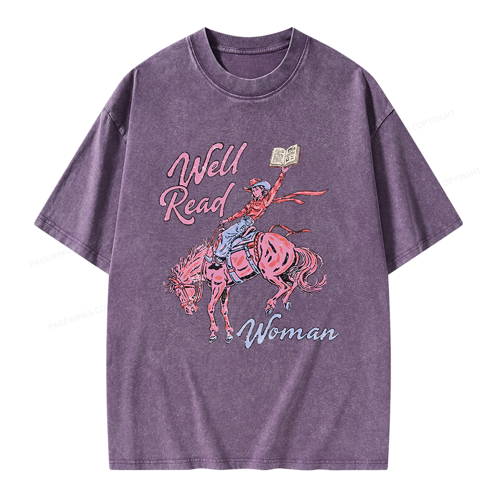 Pagewings Well Read Woman Unisex Washed T-shirt
