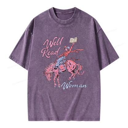 Pagewings Well Read Woman Unisex Washed T-shirt