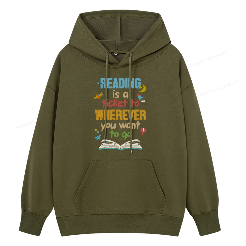Pagewings Reading Is A Ticket Unisex Classic Hoodie