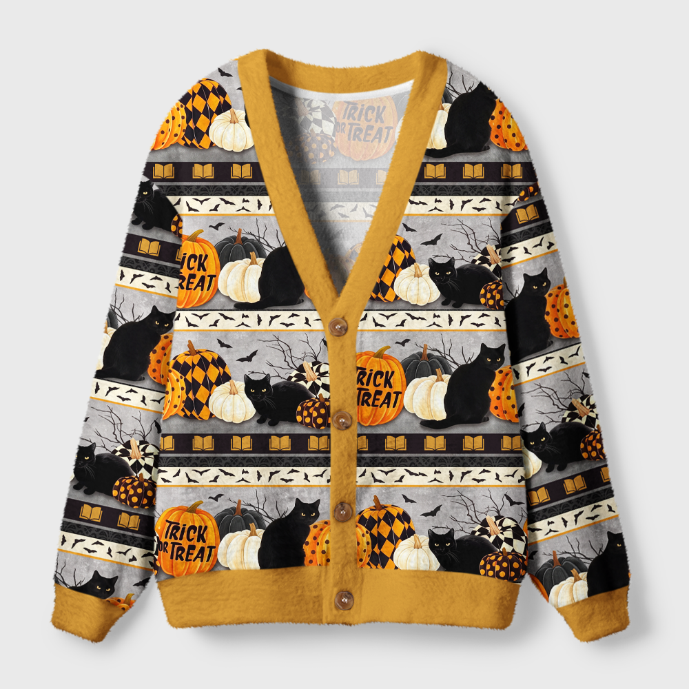 Pagewings Pumpkin cat Light Knit Unisex Cardigan Sweaters