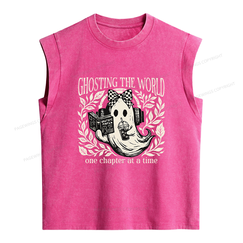 Pagewings Ghost Reading Women's Washed Tank Top