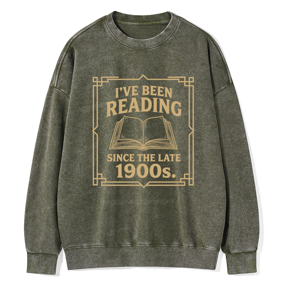 Pagewings I’ve Been Reading Since The Late 1900s Unisex Washed Sweatshirt