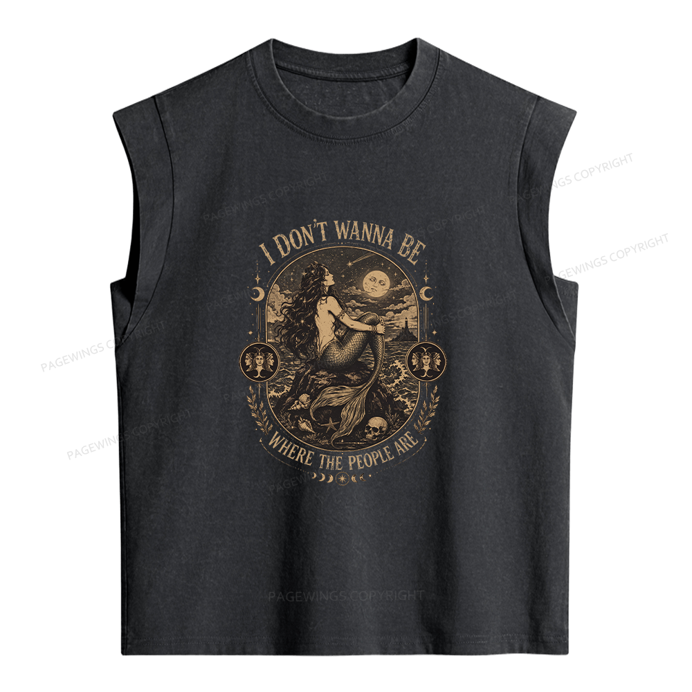 Pagewings I Don't Wanna Be Where The People Are Women's Washed Tank Top