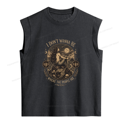 Pagewings I Don't Wanna Be Where The People Are Women's Washed Tank Top