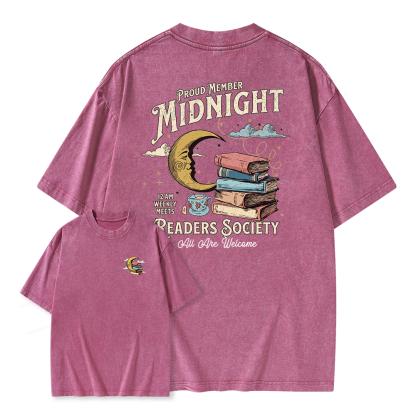 Pagewings Midnight Readers Society Unisex Washed T-shirt