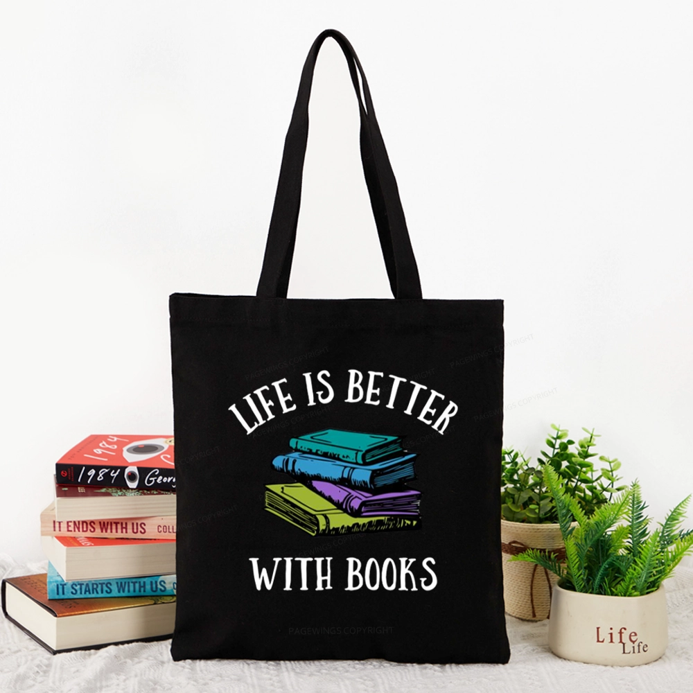 Pagewings Life's Better With Books Tote Bag