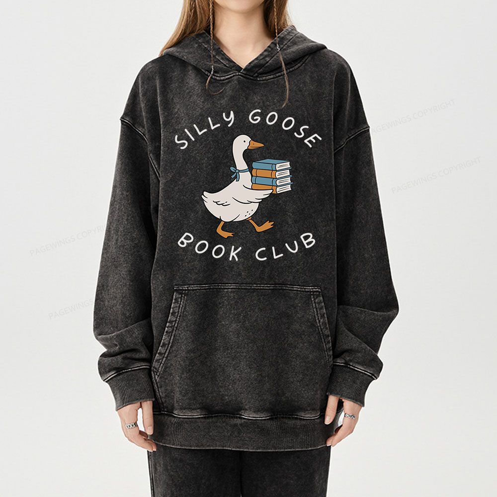 Pagewing Silly Goose Book Club Unisex Washed Hoodie