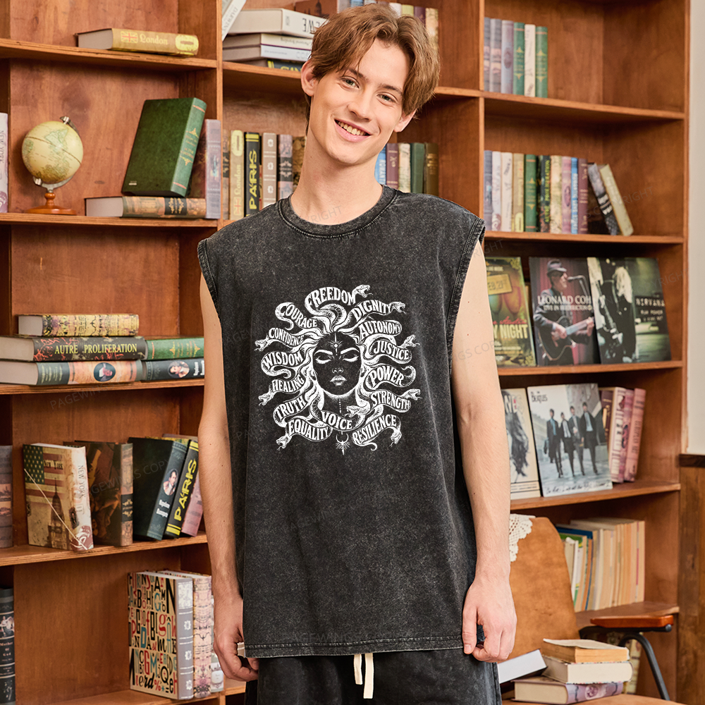 Pagewings Greek Mythology Unisex Washed Tank Top