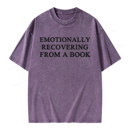Pagewings Embroidered Emotionally Recovering From a Book Unisex Washed T-shirt