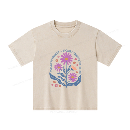 Pagewings Read Banned Books Shirt Social Justice Gift Unisex Kids Washed T-shirt