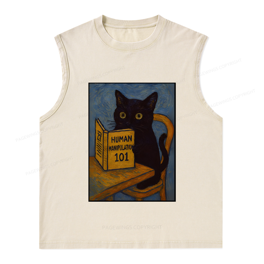 Pagewings Funny Cat Unisex Washed Tank Top