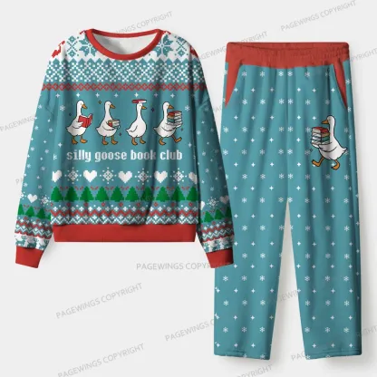Pagewings Silly Goose Book Club Unisex Flannel Pajama Set