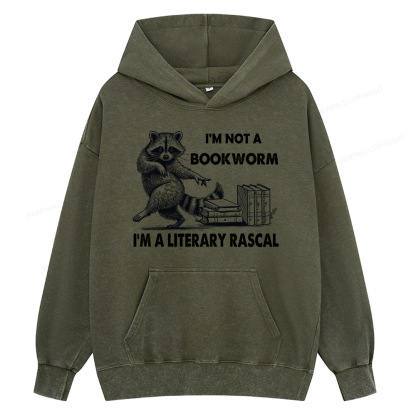 Pagewings I'm Not A Bookworm I'm A Literary Rascal Unisex Washed Hoodie