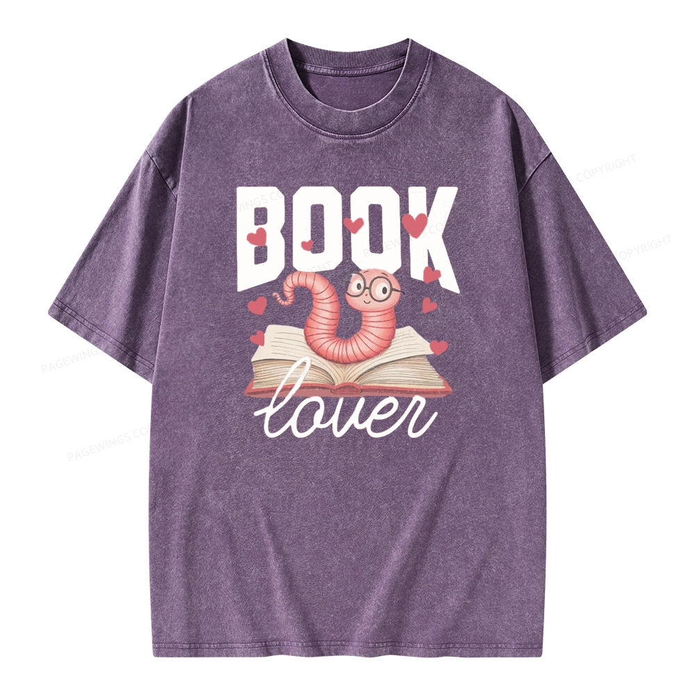 Pagewings Bookish Valentine's Day Gift for Her Unisex Washed T-shirt